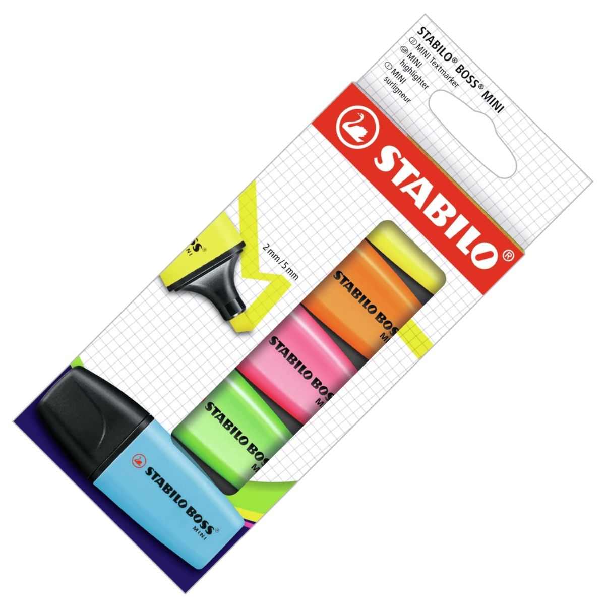 Estojo de Marcador Mini Boss Stabilo com 05 Cores