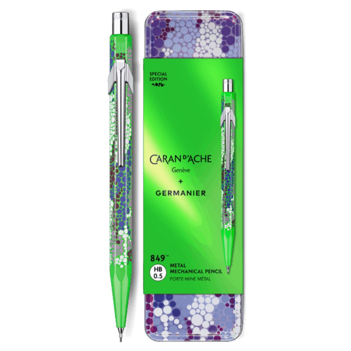 Lapiseira Caran D'ache 849 0.5Mm Hb Germanier com Estojo de Lata Neon Green