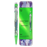 Caneta Esferográfica 849 Caran D'ache Germanier com Estojo de Lata Neon Green
