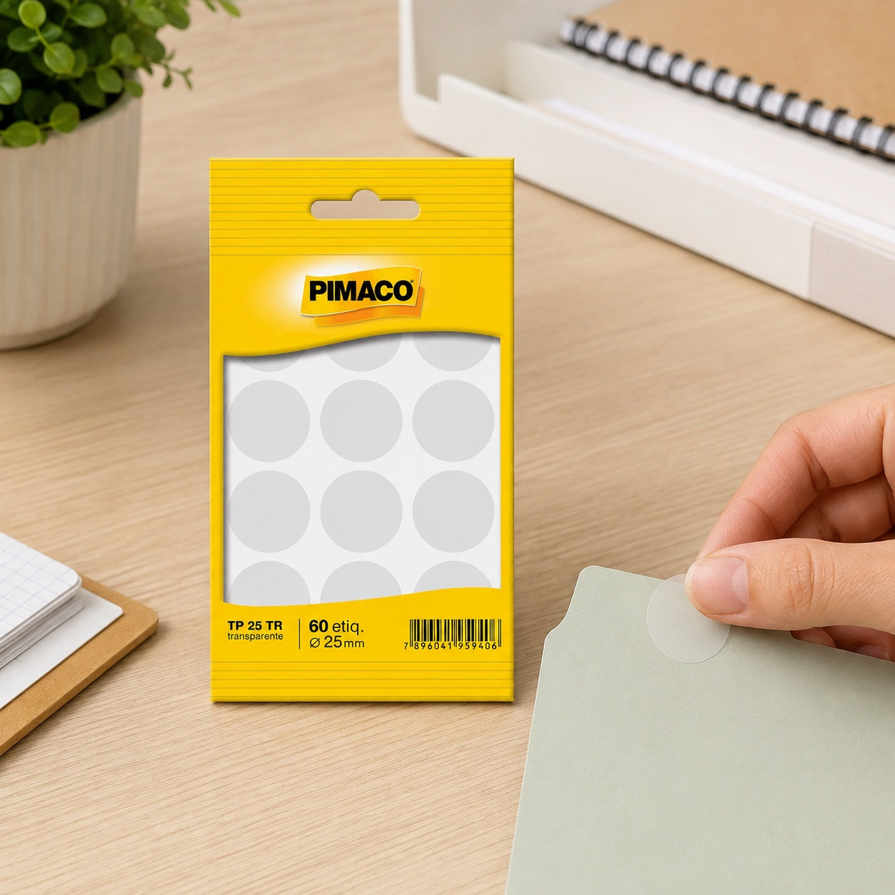 Etiqueta Adesiva Circular Transparente Ø25mm com 60 Unidades para Identificação e Organização - Pimaco