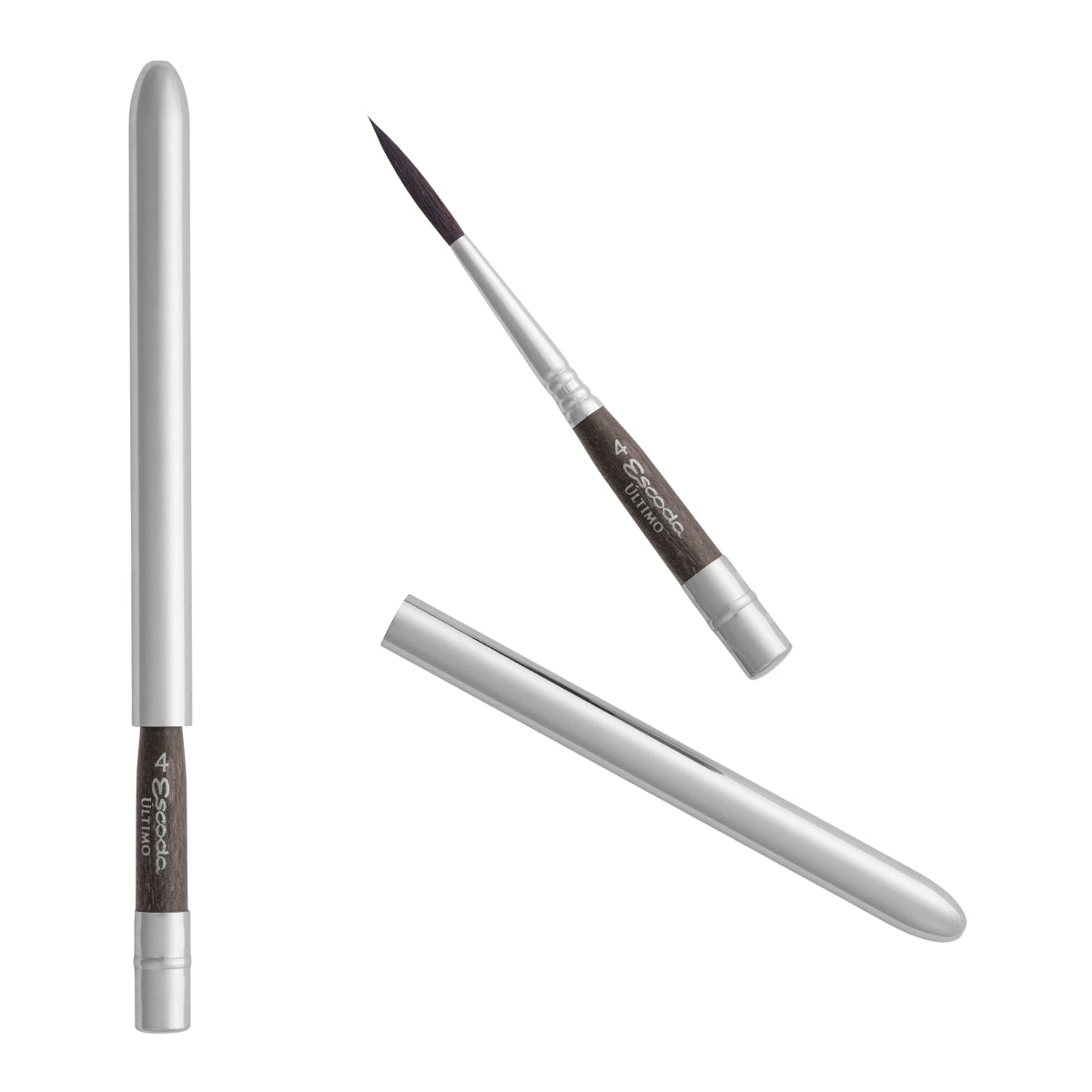 Pincel Escoda Ultimo Rigger 1558-04 Pelo Sintético Redondo Cabo Curto Metal Aquarela