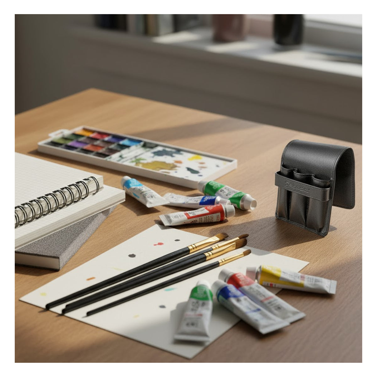 Estojo de Couro Vazio Escoda para 6 Pinceis Travel Brush