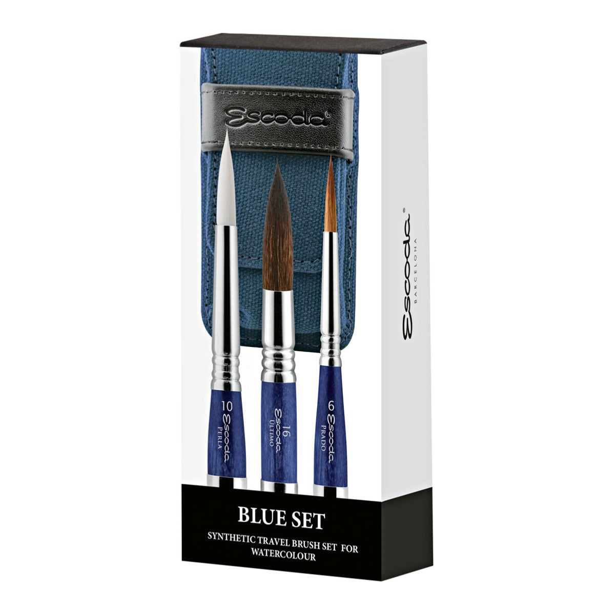 Estojo de Pinceis Profissional Redondo Escoda com 3 Unid Travel Brush Azul