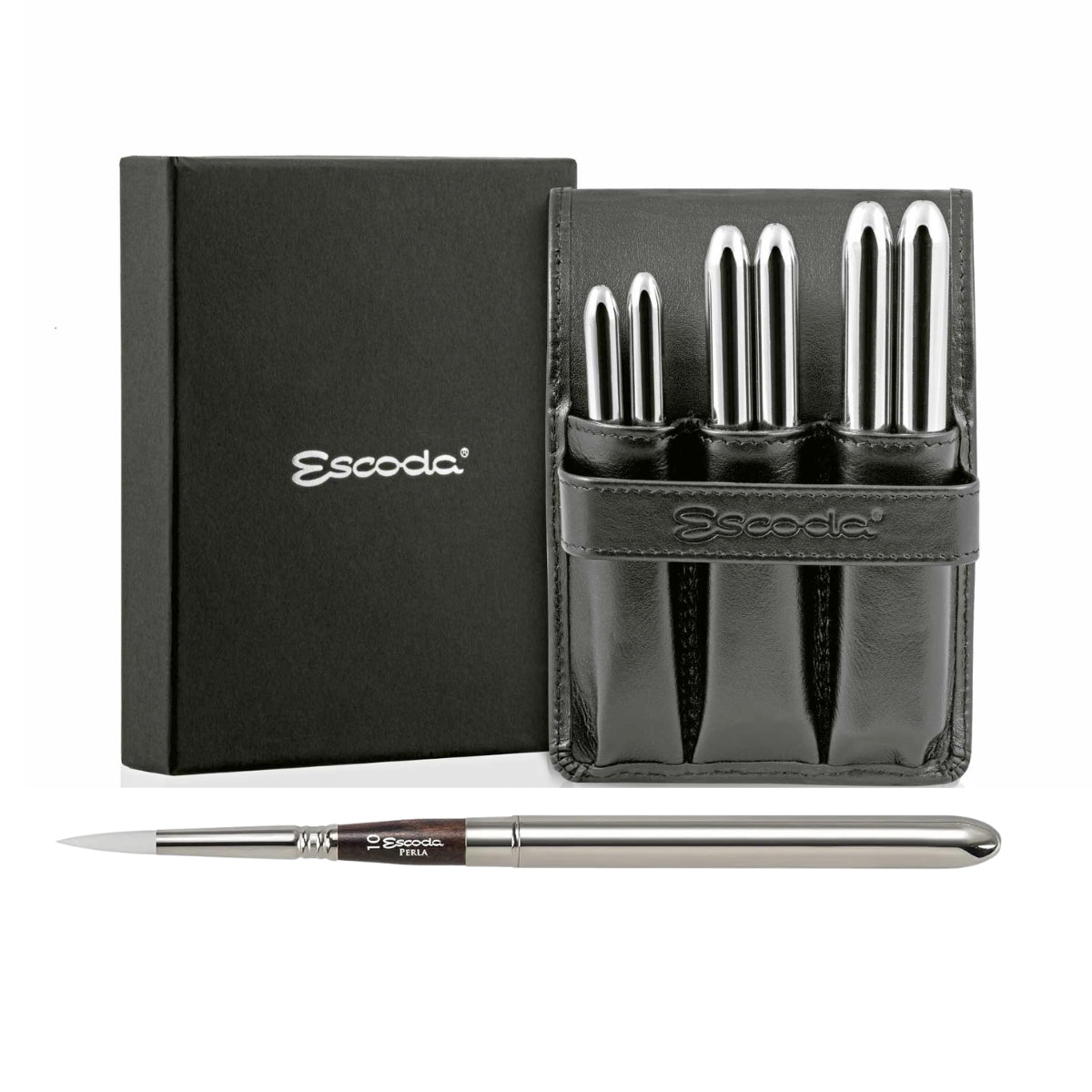 Estojo de Pinceis Profissional Redondo Escoda Perla com 6 Unid Travel Brush
