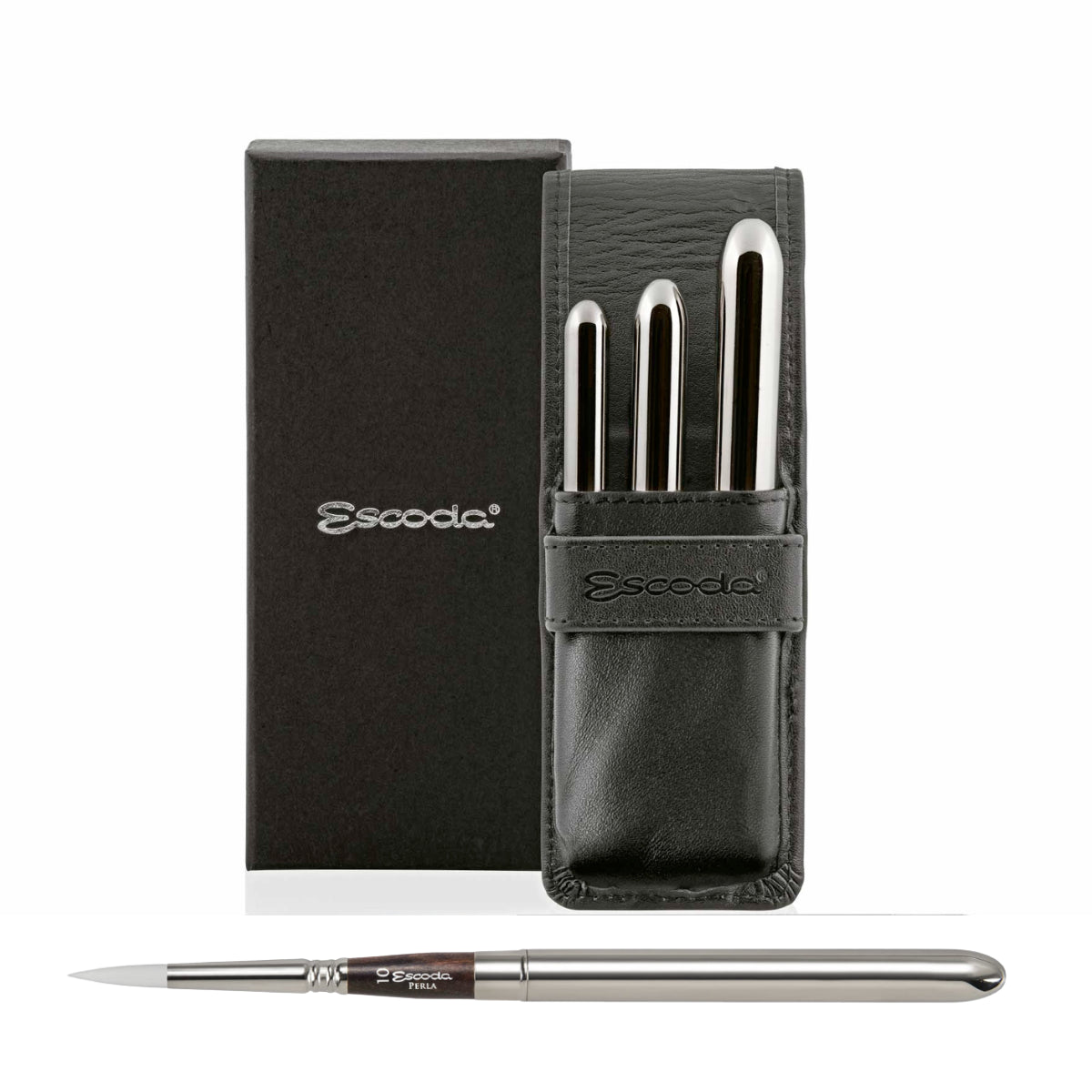 Estojo de Pinceis Profissional Redondo Escoda Perla com 3 Unid Travel Brush