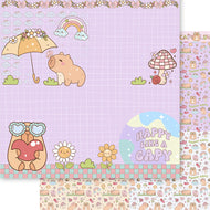 Papel para Scrapbook Dupla Face Happy Like a Capy 30,5x30,5cm para Scrapbook e Papelaria Criativa Sd-1395 - Litoarte