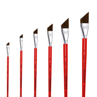 Pincel Castelo Artístico Cerda Sintético Chanfrado Cabo Longo Vermelho 521ch
