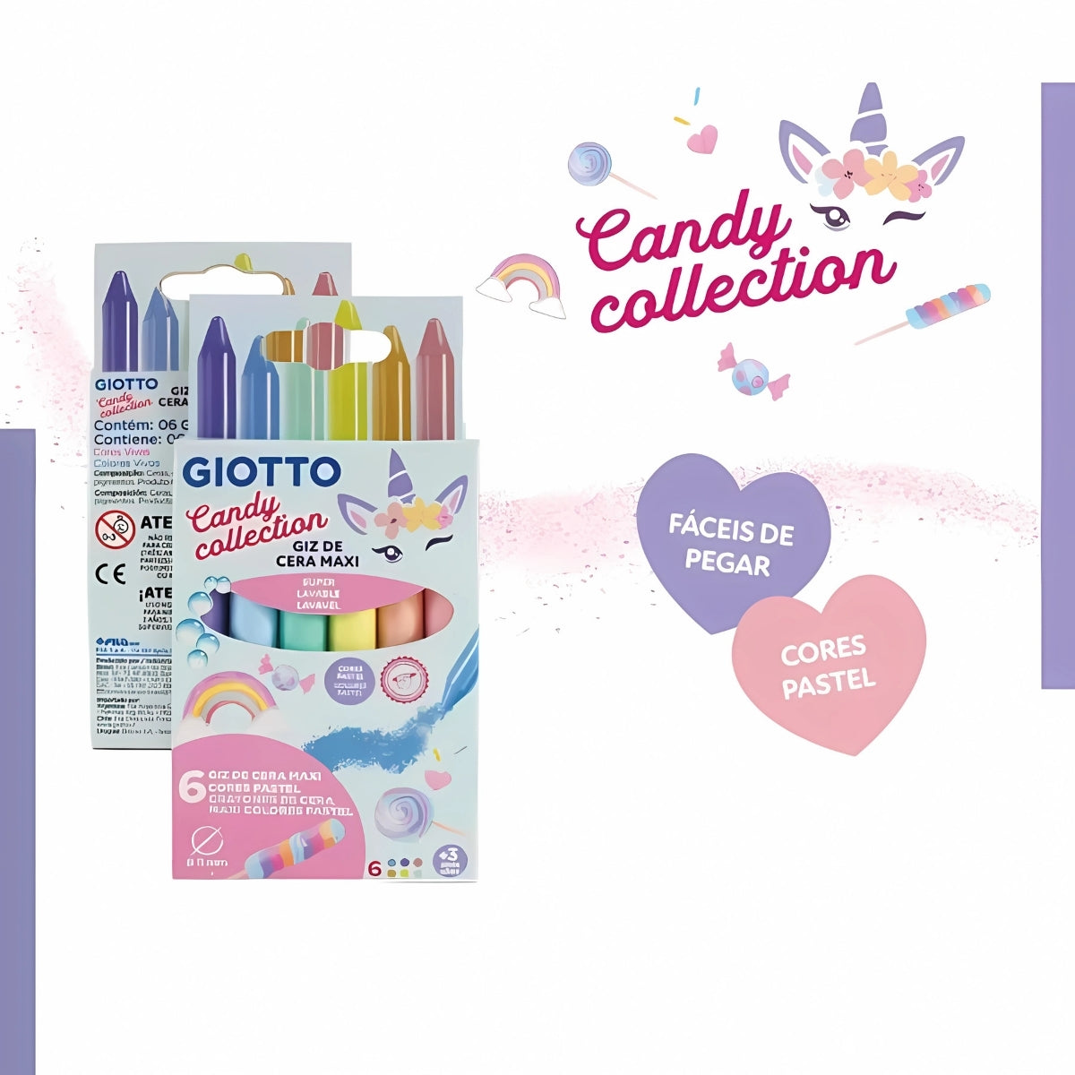 Estojo de Giz de Cera Giotto Maxi Candy Collection 6 Cores 203002es