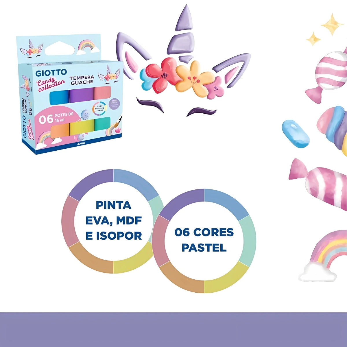 Estojo de Tinta Guache Giotto Têmpera Candy Collection 15ml 6 Cores 022000