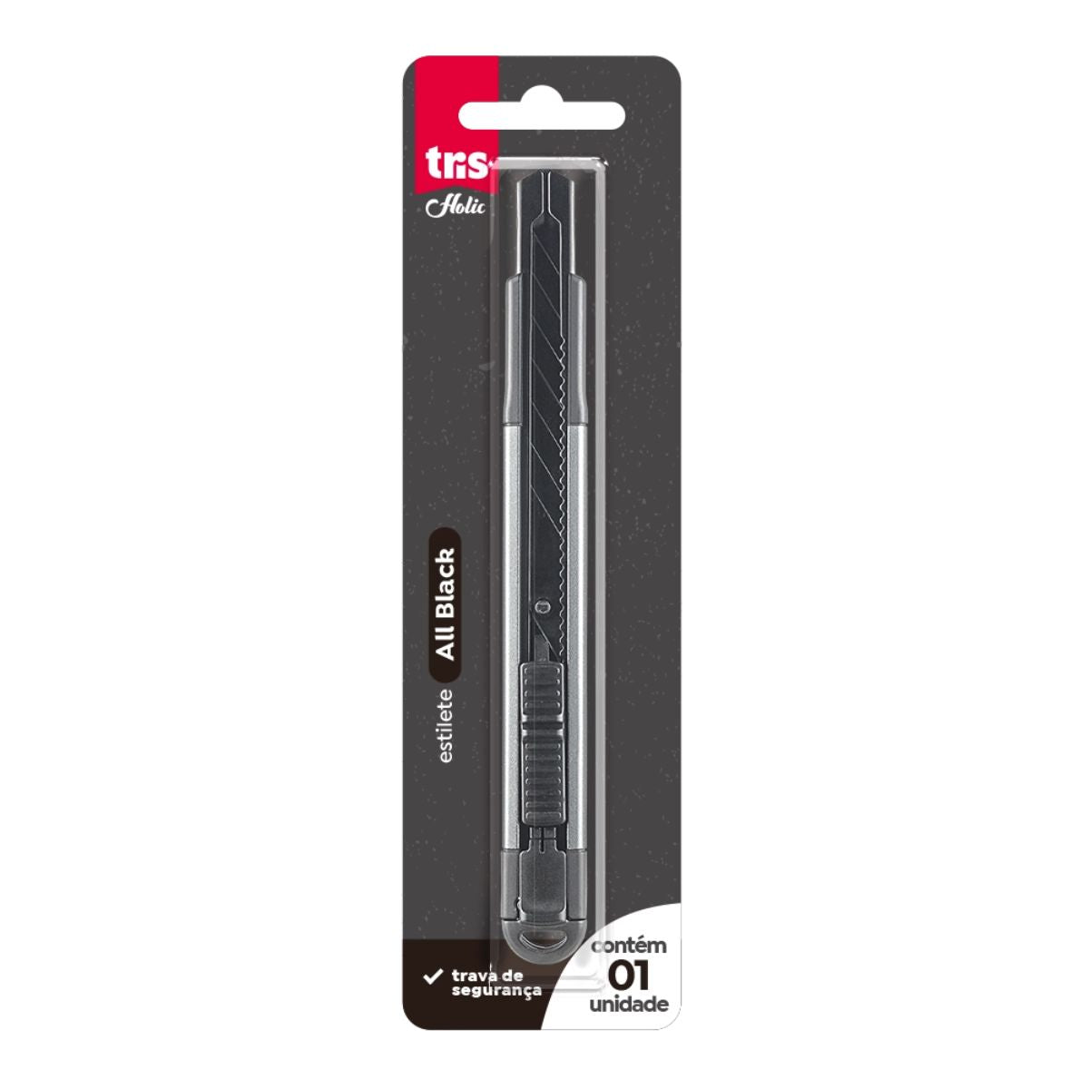 Estilete de Metal Holic Black Lâmina 9mm com 1 Unidade - Tris