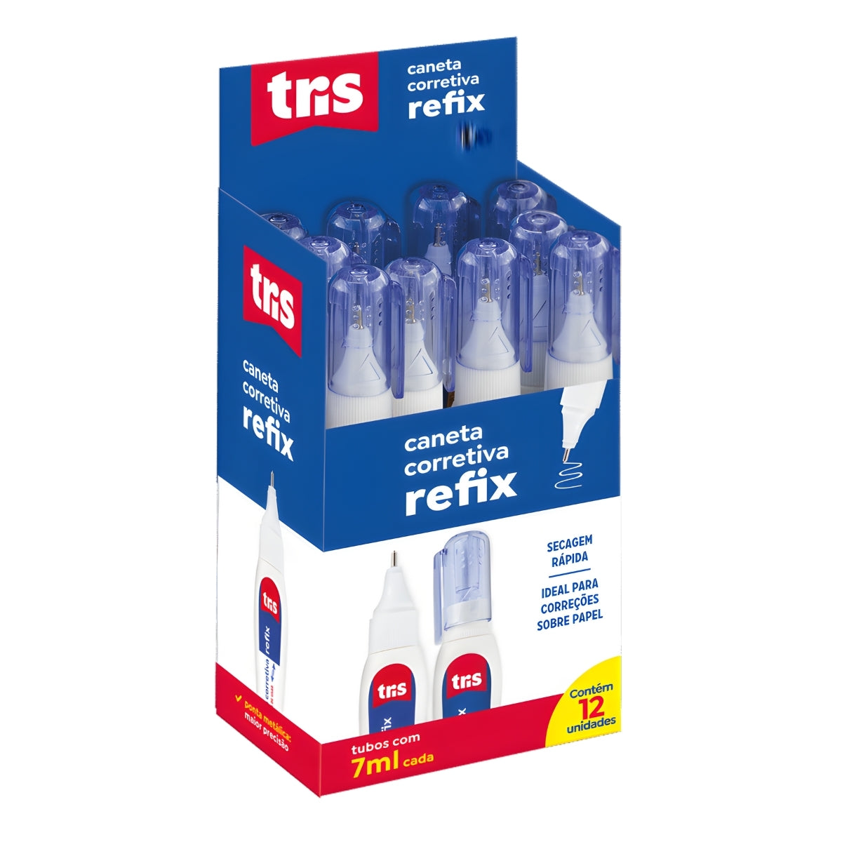 Caneta Corretiva Refix 7ml com Ponta de Metal - Tris