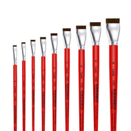 Pincel Castelo Artístico Cerda Sintético Chato Cabo Curto Vermelho 522