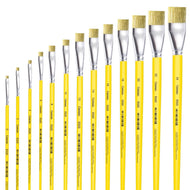 Pincel Castelo Artístico Cerda Sintético Chato Cabo Longo Amarelo E520