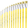 Pincel Castelo Artístico Cerda Sintético Chato Cabo Longo Amarelo E520