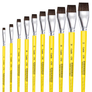 Pincel Castelo Artístico Cerda Sintético Chato Macio Cabo Curto Amarelo 511
