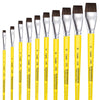 Pincel Castelo Artístico Cerda Sintético Chato Macio Cabo Curto Amarelo 511