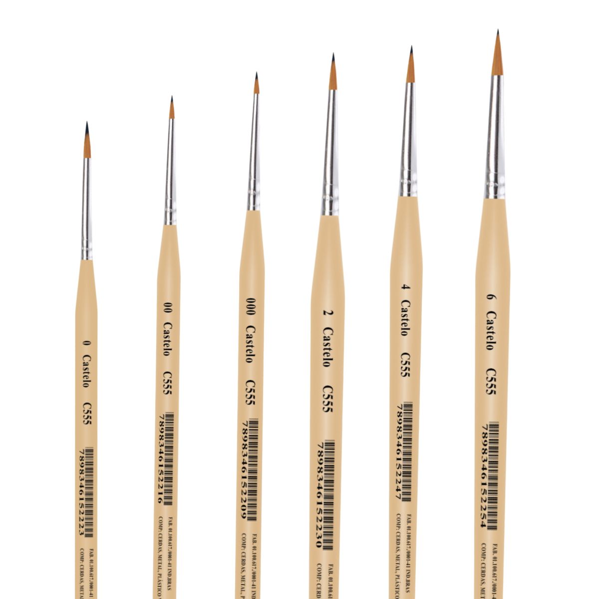 Pincel Castelo Artístico Cerda Sintético Liner Cabo Curto Creme 555