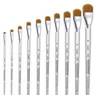 Pincel Castelo Artístico Cerda Sintético Língua de Gato Cabo Longo Branco 526
