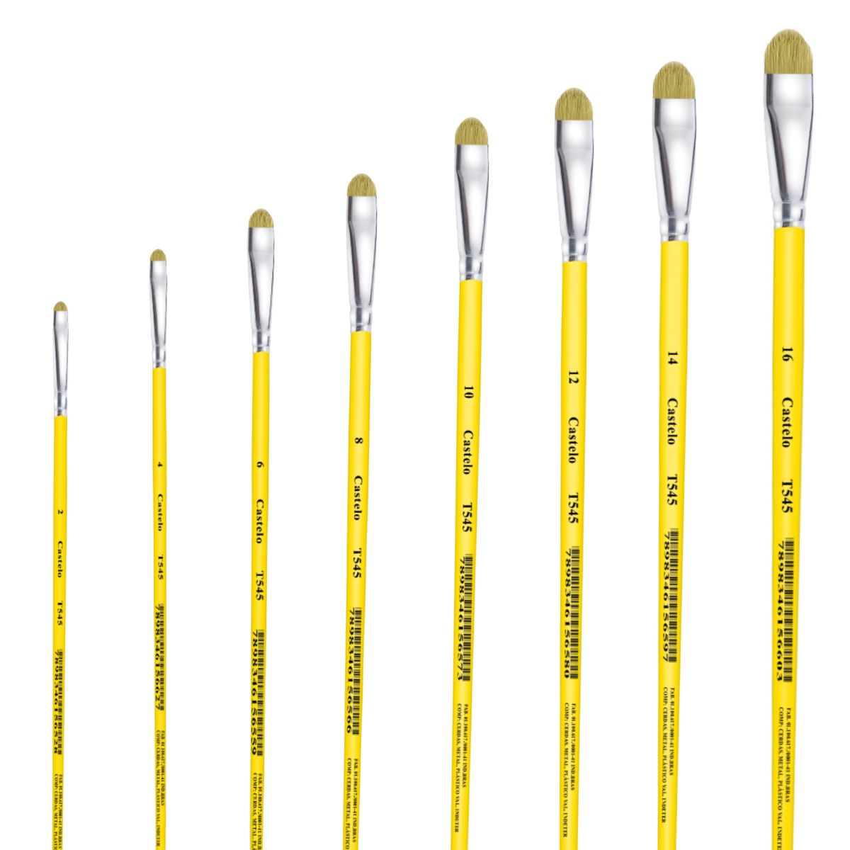 Pincel Castelo Artístico Cerda Sintético Língua de Gato Cabo Longo Creme T545