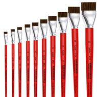Pincel Castelo para Pintura Cerda Sintético Chato Cabo Longo Vermelho 521