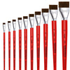 Pincel Castelo para Pintura Cerda Sintético Chato Cabo Longo Vermelho 521