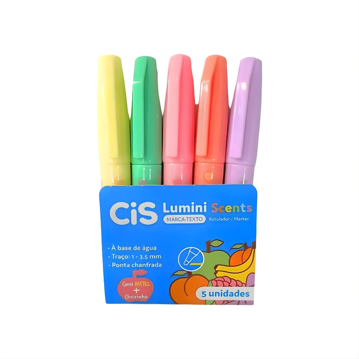 Estojo de Mini Marca Texto Lumini Scents 1/3.5Mm com 5 Cores Pastel e Cheirinho - Cis