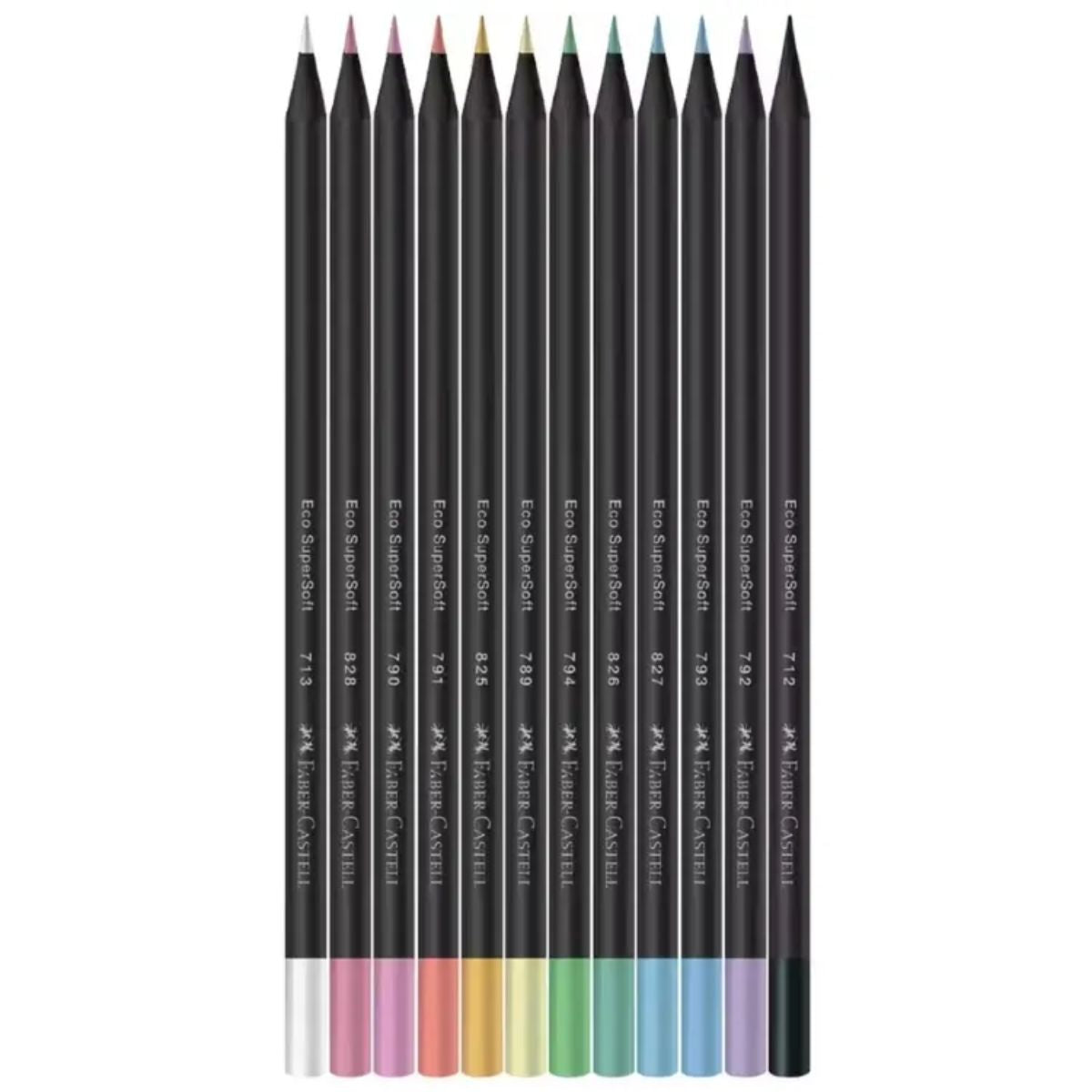 Estojo Lápis de Cor Supersoft 12 Cores Pastel - Faber-castell 210745