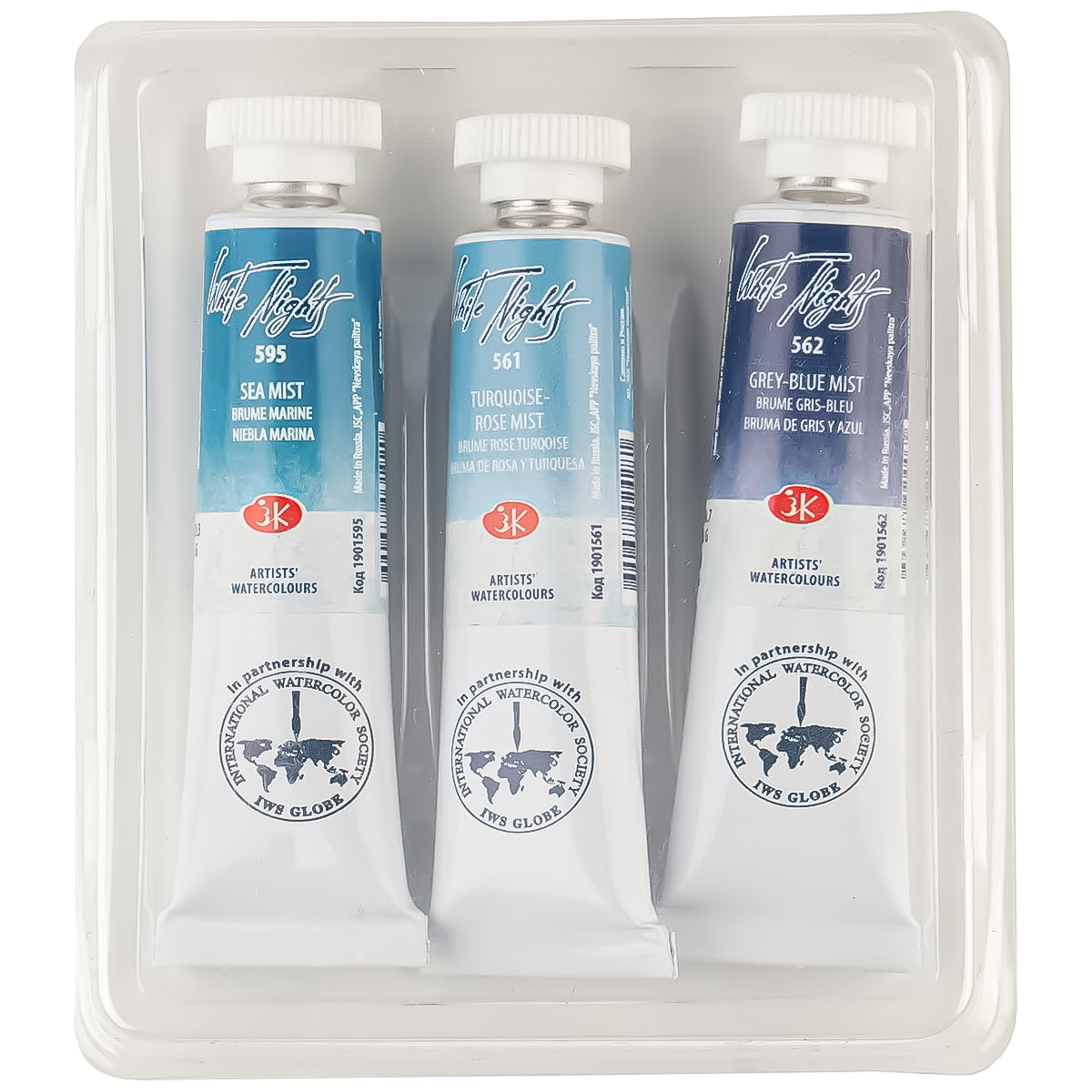 Estojo Tintas Aquarela Nevskaya Palitra White Nights Granuladas em Tubo Tons do Mar do Norte com 03 Unidades