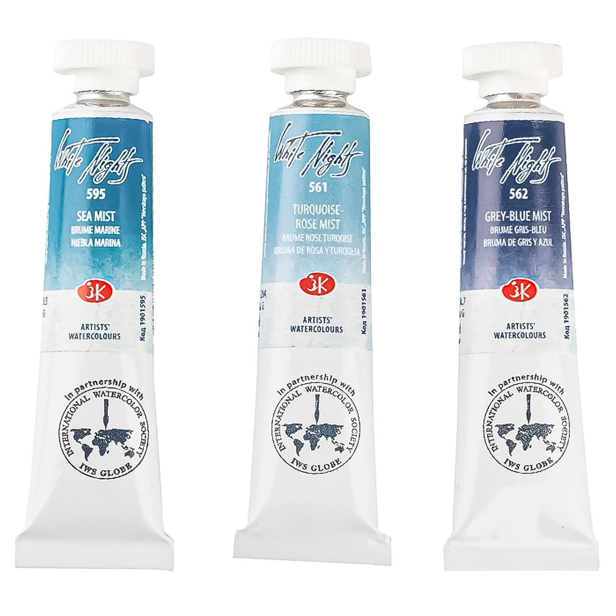 Estojo Tintas Aquarela Nevskaya Palitra White Nights Granuladas em Tubo Tons do Mar do Norte com 03 Unidades