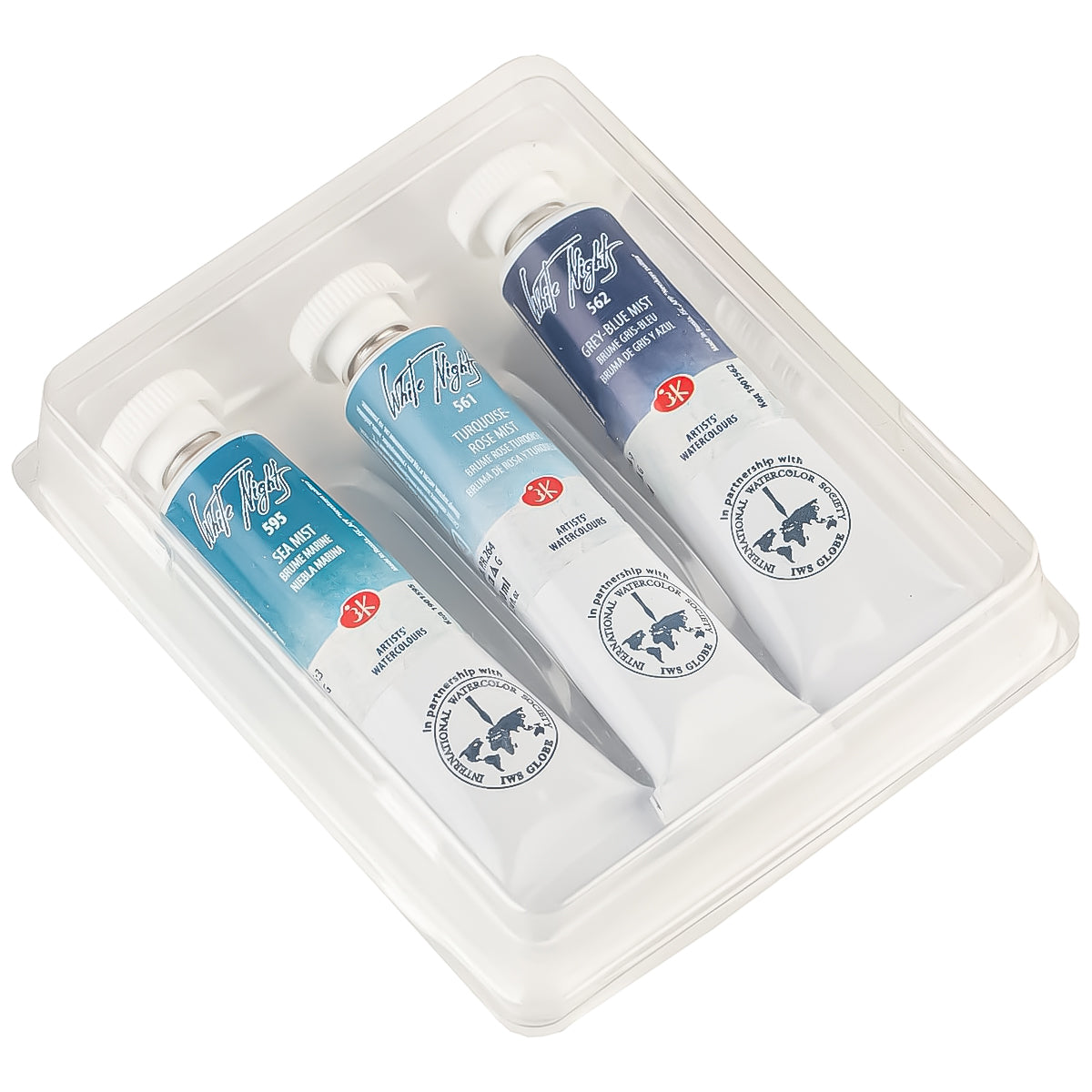 Estojo Tintas Aquarela Nevskaya Palitra White Nights Granuladas em Tubo Tons do Mar do Norte com 03 Unidades