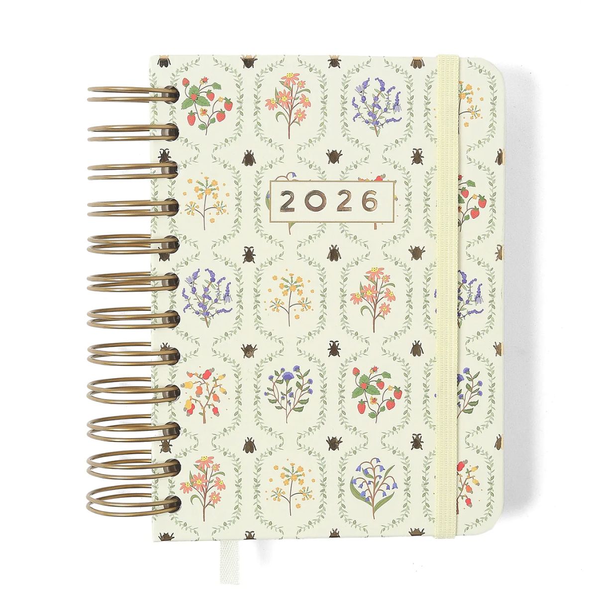 Agenda Planner Cicero Wire-o 2026 Diária 80g/m² 11,5x16cm com 180 Folhas - Jardim Off White