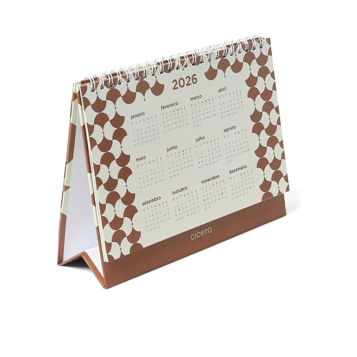Calendario de Mesa Cicero 2026 120g/m² 20x15cm com 13 Folhas - Bossa Nova