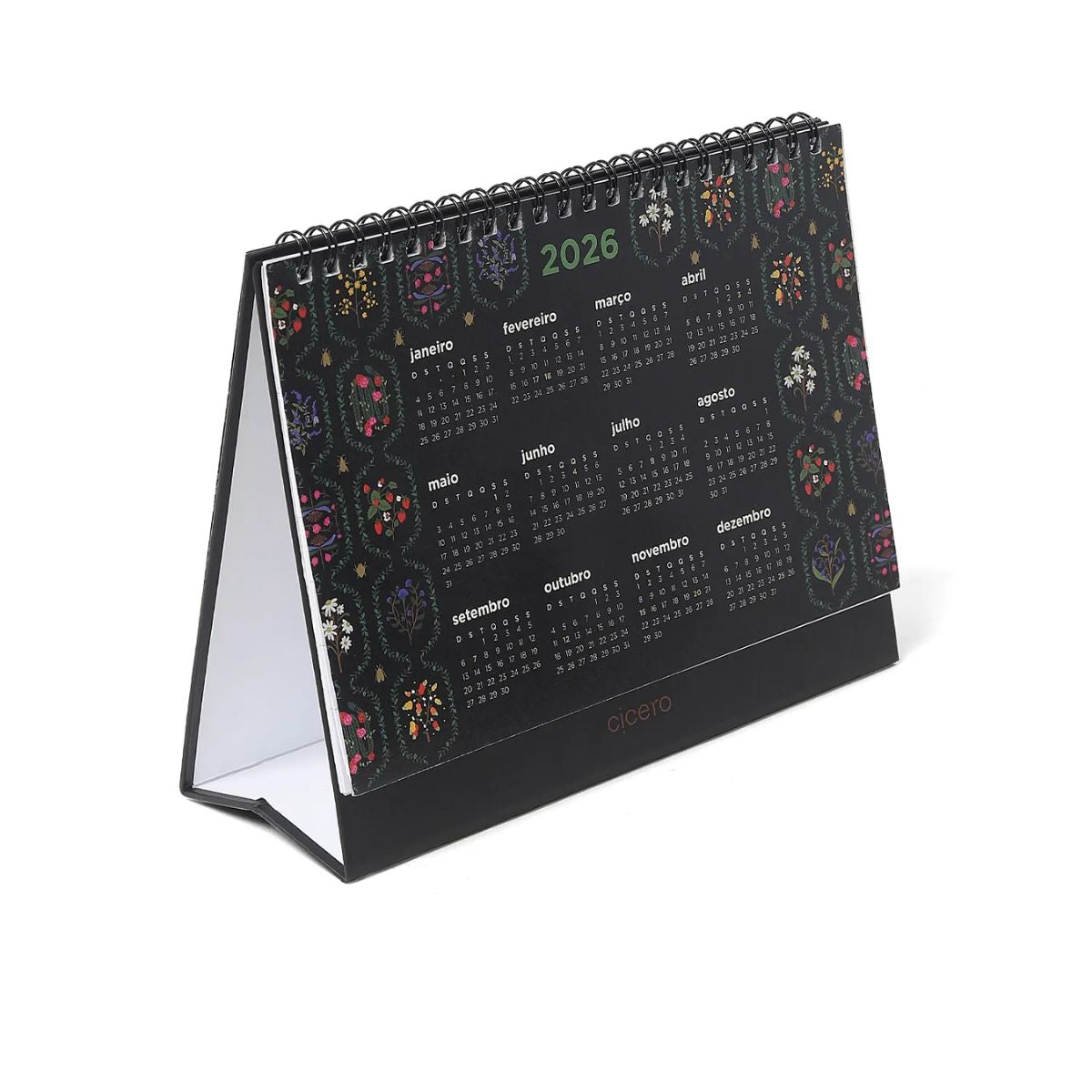 Calendario de Mesa Cicero 2026 120g/m² 20x15cm com 13 Folhas - Jardim