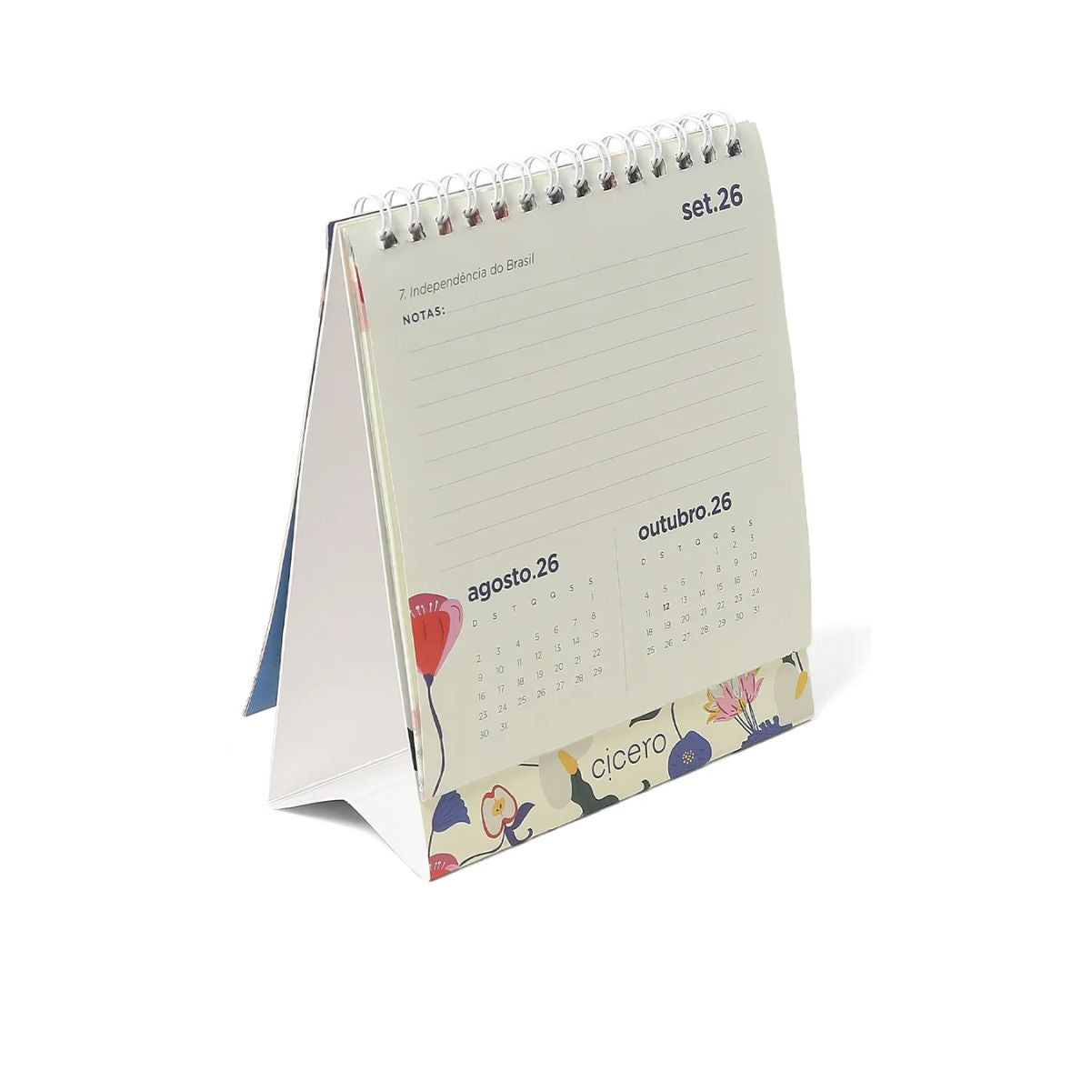 Calendario de Mesa Cicero 2026 120g/m² 13x15cm com 13 Folhas - Doce Florada
