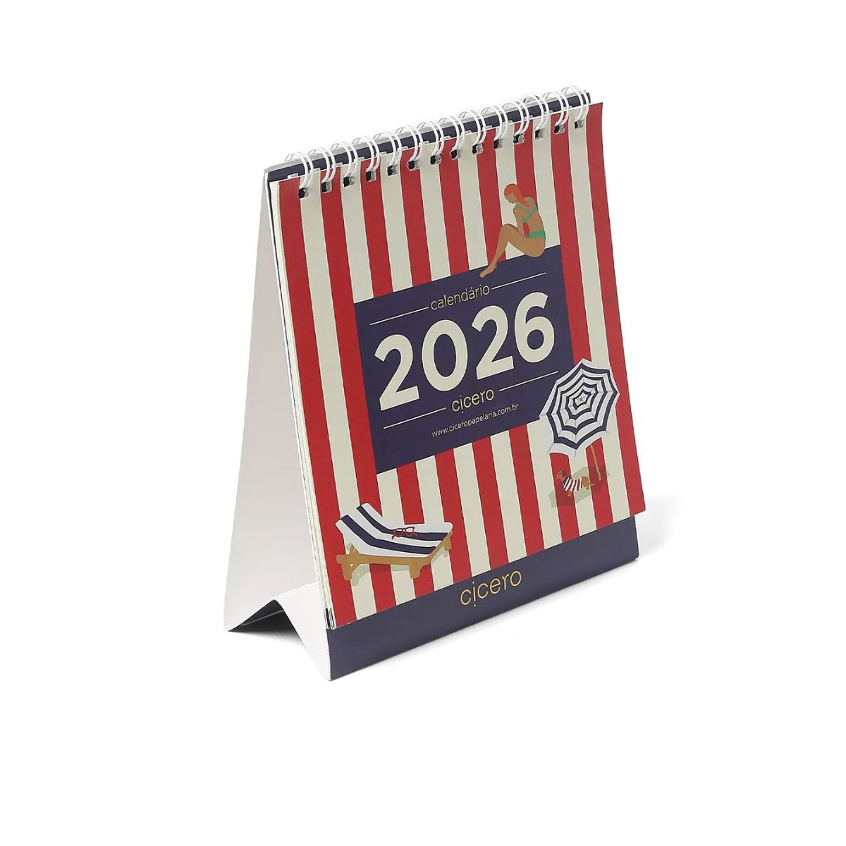 Calendario de Mesa Cicero 2026 120g/m² 13x15cm com 13 Folhas - Praia
