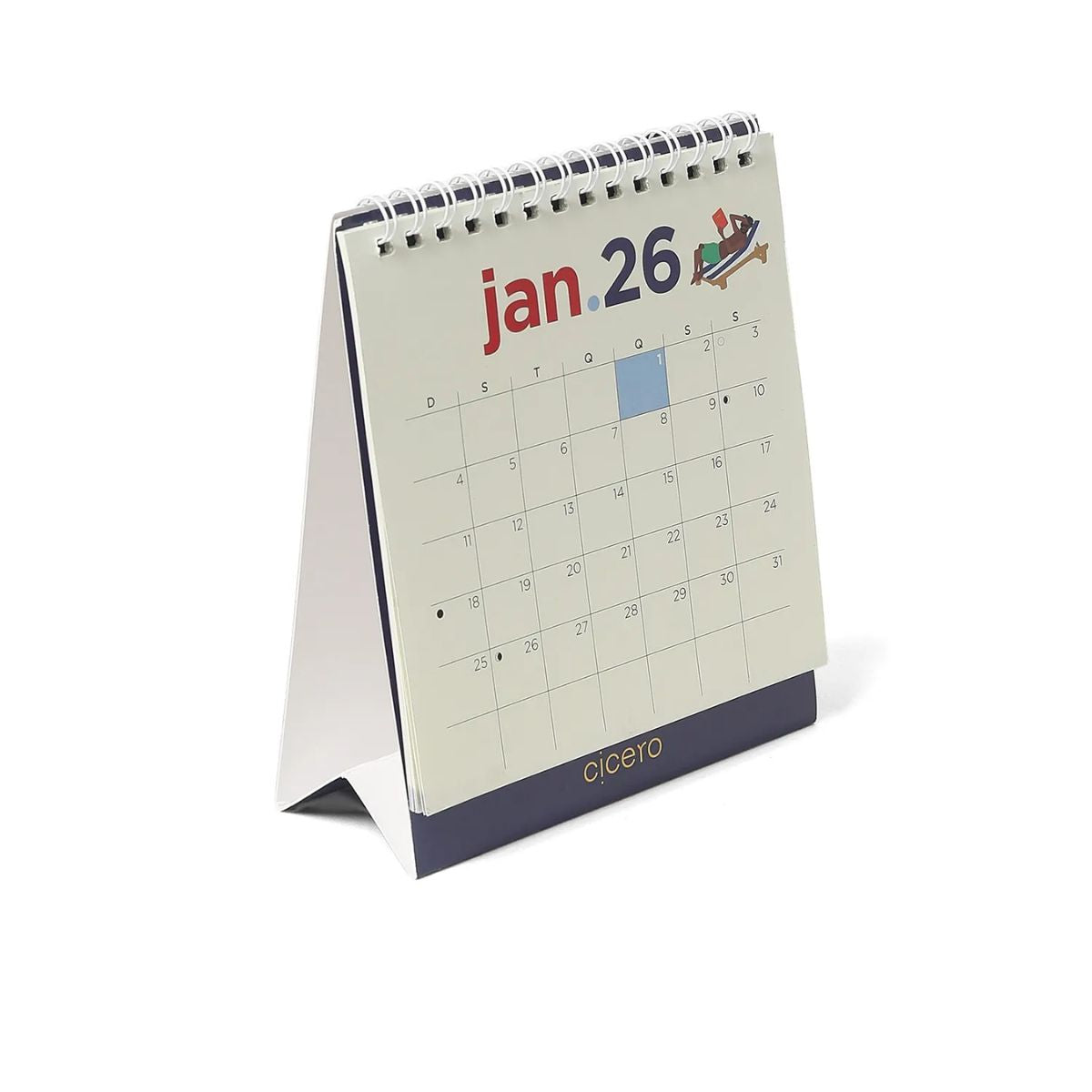 Calendario de Mesa Cicero 2026 120g/m² 13x15cm com 13 Folhas - Praia