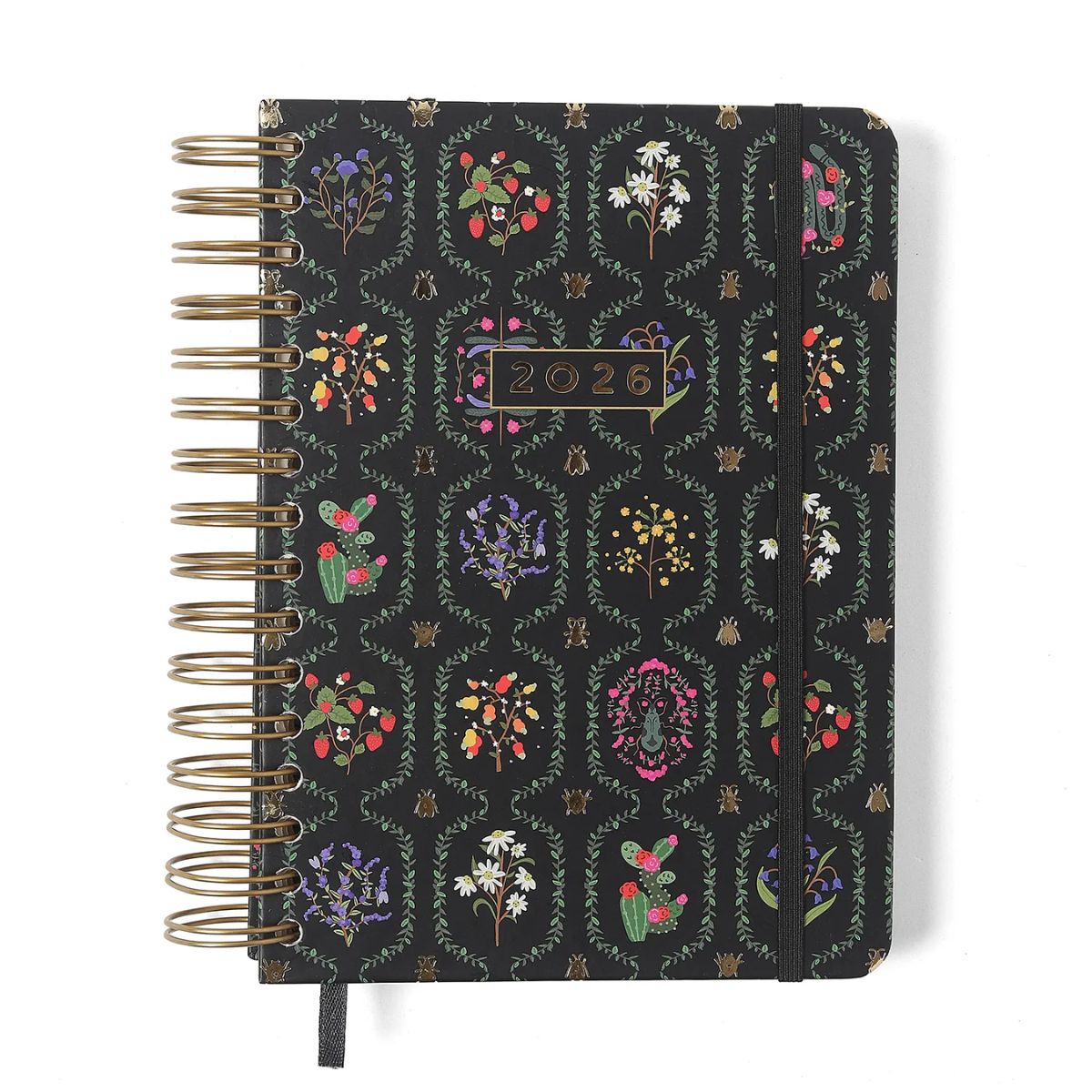 Agenda Planner Cicero Wire-o 2026 Diária 80g/m² A5 14,8x21cm 180 Folhas - Jardim Preto