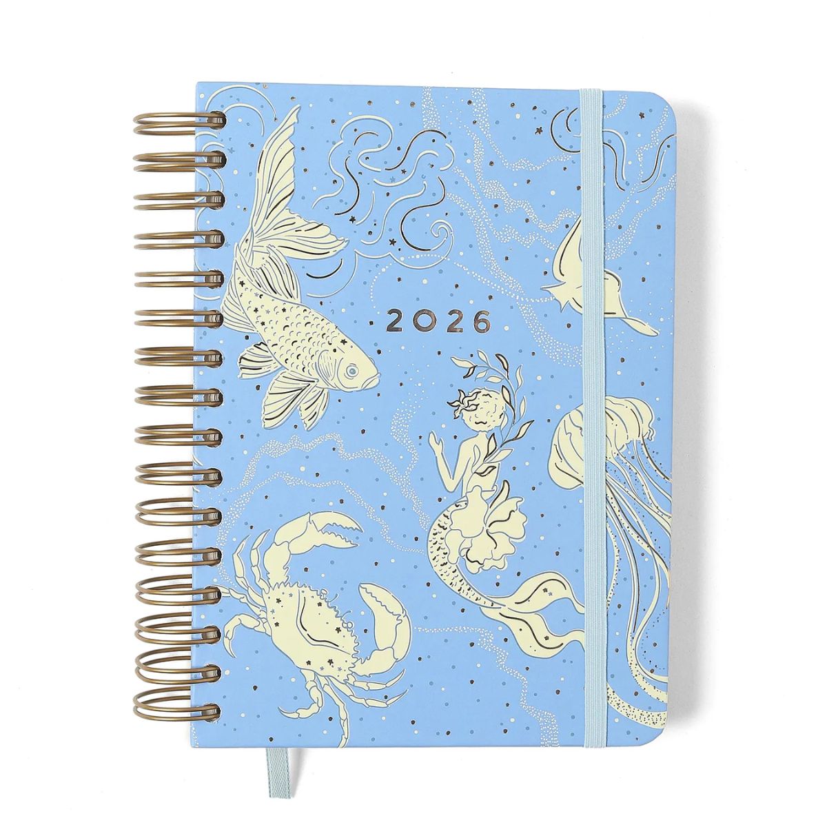 Agenda Planner Cicero Wire-o 2026 Diária 80g/m² A5 14,8x21cm 180 Folhas - Origens Aqua Azul