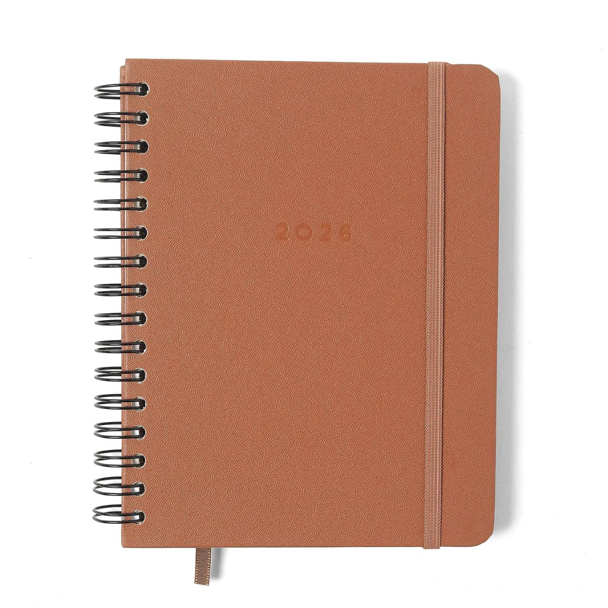 Agenda Planner Cicero Wire-o 2026 Semanal Notas com Divisórias A5 87 Folhas - Clássica Caramelo