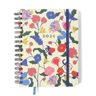 Agenda Planner Cicero Wire-o 2026 Semanal Notas com Divisórias A5 87 Folhas- Doce Florada Off White