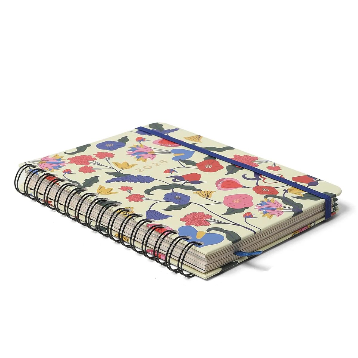 Agenda Planner Cicero Wire-o 2026 Semanal Notas com Divisórias A5 87 Folhas- Doce Florada Off White