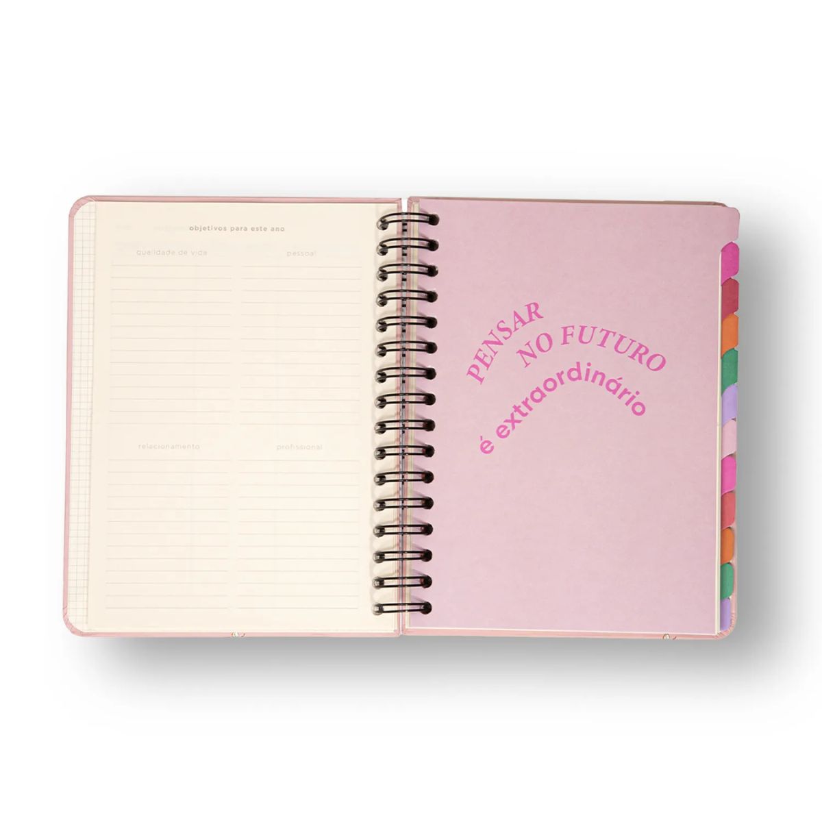 Planner Permanente Cicero Wire-o Semanal Notas 80g/m² A5 100 Folhas - Melissa Pink Bloomy