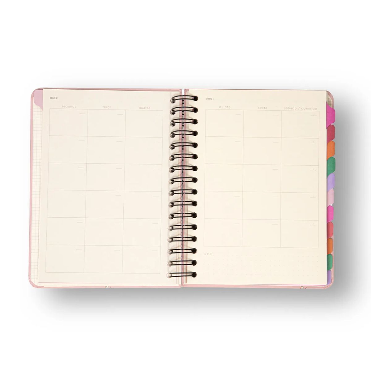 Planner Permanente Cicero Wire-o Semanal Notas 80g/m² A5 100 Folhas - Melissa Pink Bloomy