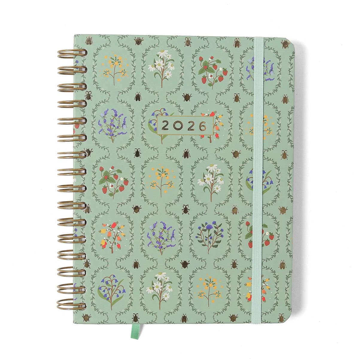 Agenda Planner Cicero Wire-o 2026 Semanal Notas com Divisórias A5 87 Folhas - Jardim Verde