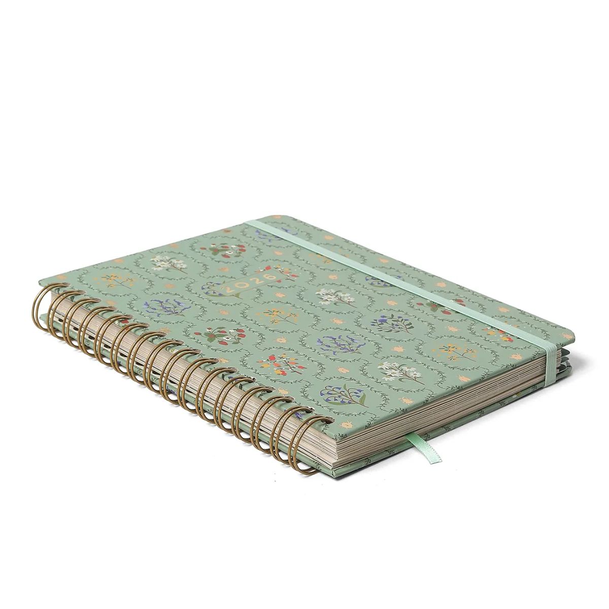 Agenda Planner Cicero Wire-o 2026 Semanal Notas com Divisórias A5 87 Folhas - Jardim Verde