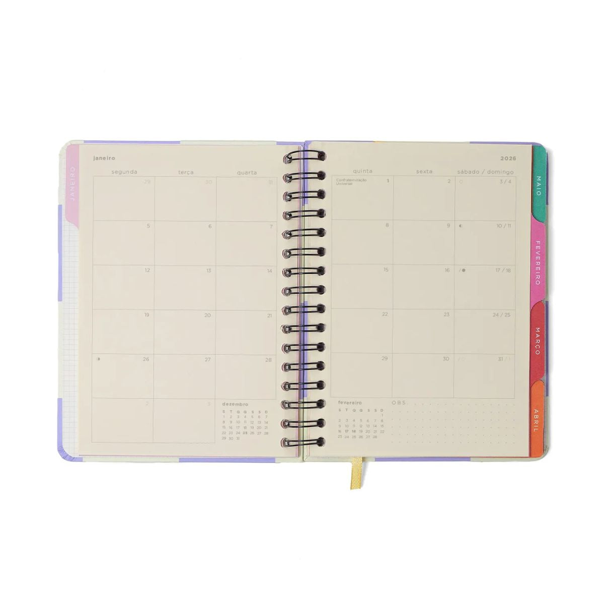Agenda Planner Cicero Wire-o 2026 Semanal Notas com Divisórias A5 87 Folhas - Melissa Block Bloomy