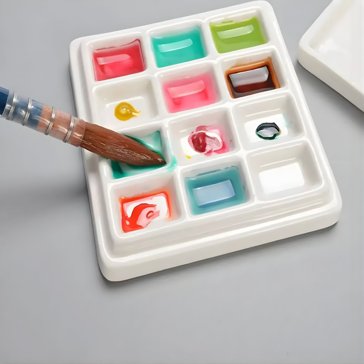 Godê Cerâmica com Tampa 9,7 X 9,7 Cm com 12 Cavidades - Sinoart