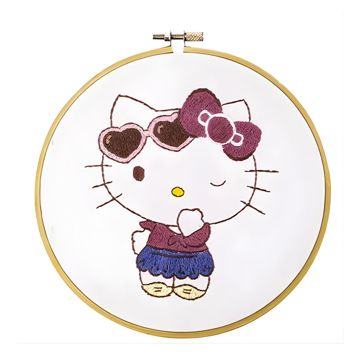 Kit Bordado Hello Kitty Ponto Livre Fashion 0001 - Círculo