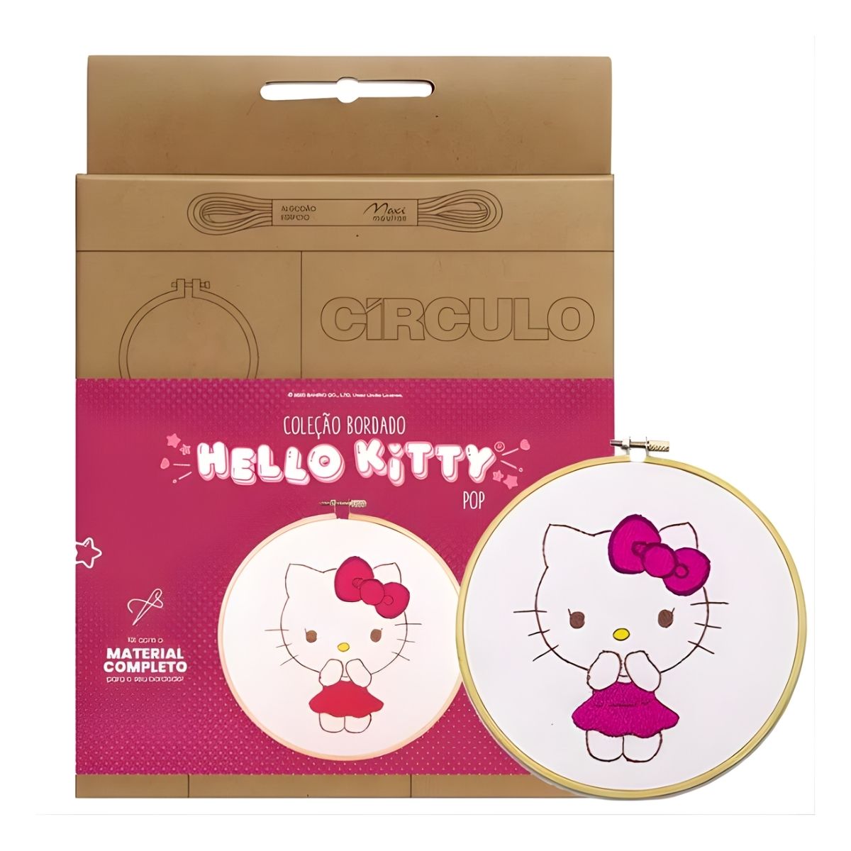 Kit Bordado Hello Kitty Ponto Livre Pop 0002 - Círculo