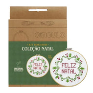 Kit Bordado Ponto Livre Feliz Natal 0010 - Círculo